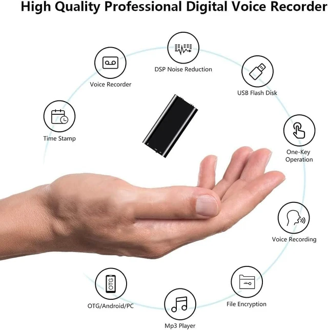 Alt view image 3 of 7 - Mini Voice Recorder - Voice Activated Recorder with Intelligent Triple Noise Reduction, 800 Hours Recording Device,an Audio Recording Tool Suitable for Interviews, Study and Meetings (64GB)