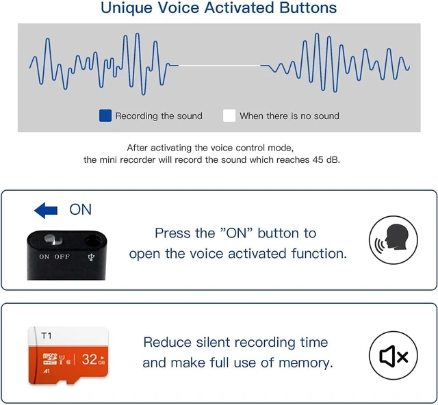 Alt view image 5 of 7 - Mini Voice Recorder - Voice Activated Recorder with Intelligent Triple Noise Reduction, 800 Hours Recording Device,an Audio Recording Tool Suitable for Interviews, Study and Meetings (64GB)