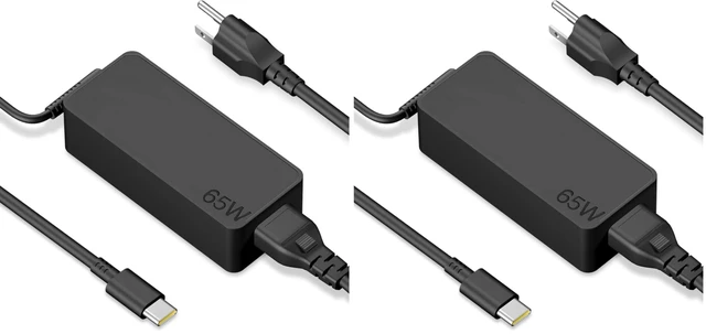 Main image of 65W 45W Compatible with Lenovo Laptop Charger USB C fit for Thinkpad/Yoga/Chromebook Laptop,T480 T480S C930 C940 100e 300e 500e ADLX65YDC2A ADLX65YLC3D 4X20M26268 (Pack of 2)