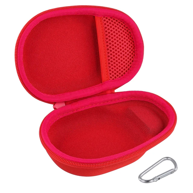 Alt view image 3 of 7 - Hard Carrying Case for JBL Clip 5 Portable Mini Speaker, Red 1:1 Molded Interior, Soft Anti-Static Velvet Lining, Cable Storage, Secure Fit, Carabiner, High-Density EVA Shell