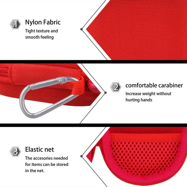 Alt view image 5 of 7 - Hard Carrying Case for JBL Clip 5 Portable Mini Speaker, Red 1:1 Molded Interior, Soft Anti-Static Velvet Lining, Cable Storage, Secure Fit, Carabiner, High-Density EVA Shell