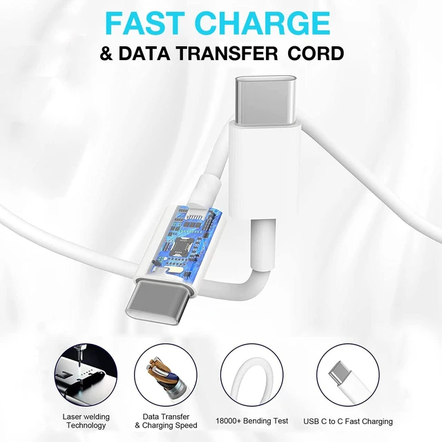 Alt view image 5 of 7 - USB C Cable Fast Charging for iPhone 18 17 16 Charger,2Pack 20W USB C Charger Block iPhone Charging Cable Cord for iPhone 18/18 Pro/17 Air/17 Pro/17 Pro Max/16 Pro/16 Pro Max/15/15 Pro/15 Pro Max/iPad