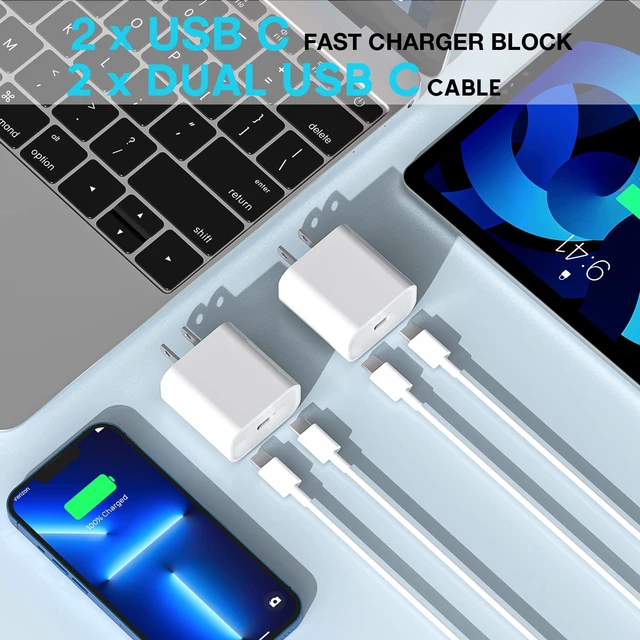 Alt view image 6 of 7 - USB C Cable Fast Charging for iPhone 18 17 16 Charger,2Pack 20W USB C Charger Block iPhone Charging Cable Cord for iPhone 18/18 Pro/17 Air/17 Pro/17 Pro Max/16 Pro/16 Pro Max/15/15 Pro/15 Pro Max/iPad