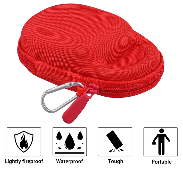 Alt view image 7 of 7 - Hard Carrying Case for JBL Clip 5 Portable Mini Speaker, Red 1:1 Molded Interior, Soft Anti-Static Velvet Lining, Cable Storage, Secure Fit, Carabiner, High-Density EVA Shell