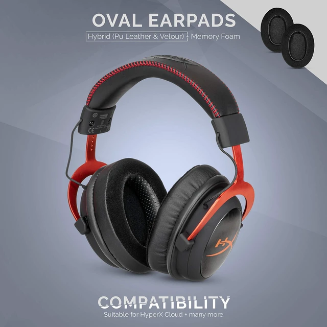 Alt view image 2 of 7 - Hybrid Memory Foam Earpad - Black PU/Velour - Suitable for Large Over The Ear Headphones - AKG, HifiMan, ATH, Philips, Fostex