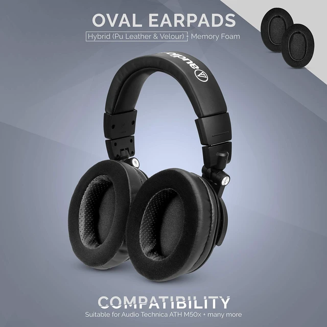 Alt view image 5 of 7 - Hybrid Memory Foam Earpad - Black PU/Velour - Suitable for Large Over The Ear Headphones - AKG, HifiMan, ATH, Philips, Fostex