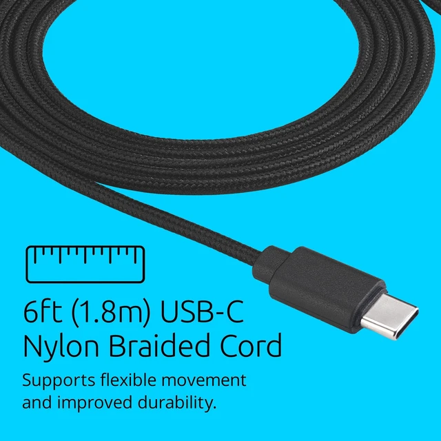 Alt view image 4 of 5 - Classic EQ USB-C Headphone, 6 ft (1.8m) Nylon Braided Cord, for School, Kids, Adults, Padded Adjustable Headband, Black (K97456WWB)