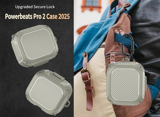 Alt view image 6 of 7 - Compatible with Beats Powerbeats Pro 2 Case with Lock 2025, Rugged Shockproof Protective Hard Powerbeat Pro2 Cover Skin with Carabiner&Cleaner Kit Men Women for PowerBeat Pro 2,Quick Sand
