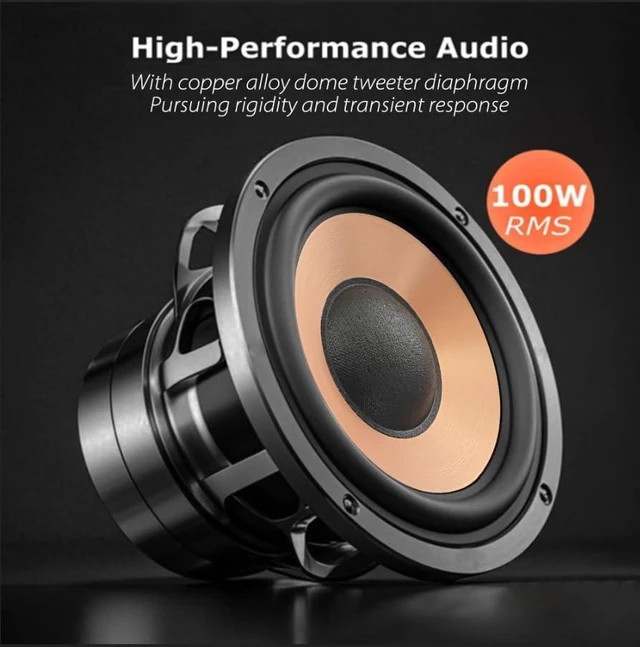 Alt view image 5 of 7 - 100W HiFi Active Bookshelf Speakers with Bluetooth 4'' Aluminum Woofer, 12MM Wooden Cabinet, DSP-Tech, Optical/RCA/USB/AUX for TV PC Turntable (LP-42M)