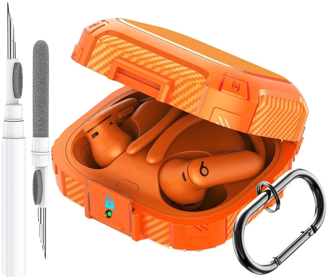 Main image of Compatible with Beats Powerbeats Pro 2 Case with Lock 2025, Rugged Shockproof Protective Hard New Powerbeat Pro2 Cover Skin with Carabiner&Cleaner Pen Men for Beat PowerBeat Pro 2 Earbuds,Orange