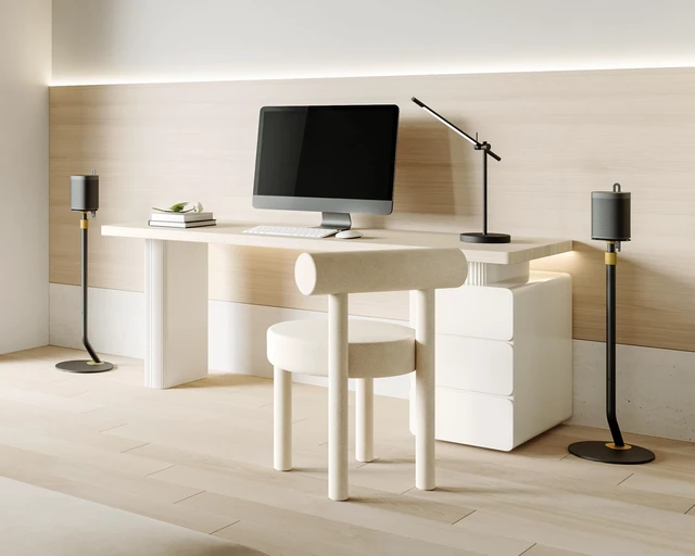Alt view image 3 of 7 - Universal Speaker Stand Pair, with Height Adjustable, Black,1 Pair Satellite & Small Bookshelf Speakers, Modern Design, Up to 11lb Each, Extend 27.5 to 39.3 for Multi-Audio, Master Series