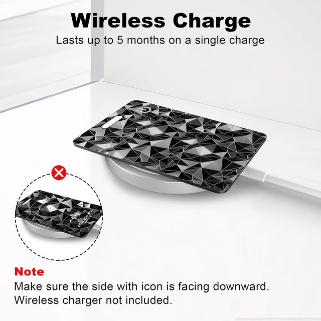 Alt view image 6 of 7 - 4-Pack Wallet Tracker Cards, Works with Apple Find My 1.6mm thin, Qi rechargeable, 5-month battery, IP68 waterproof, Left-Behind Alerts, iPhone & iPad compatible