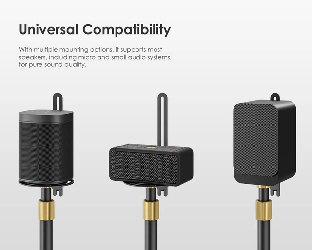 Alt view image 6 of 7 - Universal Speaker Stand Pair, with Height Adjustable, Black,1 Pair Satellite & Small Bookshelf Speakers, Modern Design, Up to 11lb Each, Extend 27.5 to 39.3 for Multi-Audio, Master Series