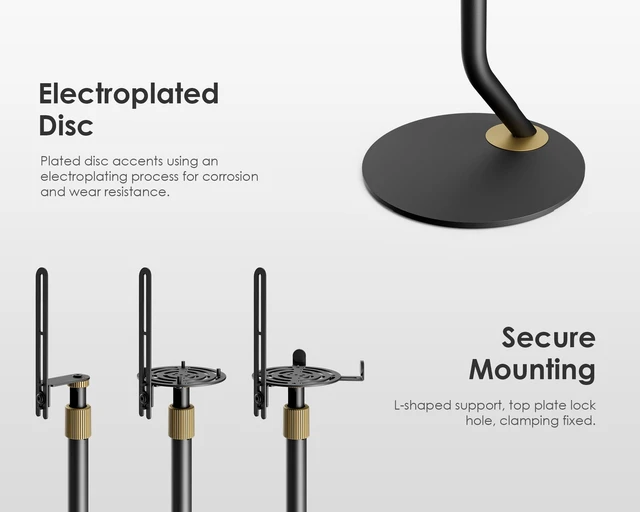 Alt view image 7 of 7 - Universal Speaker Stand Pair, with Height Adjustable, Black,1 Pair Satellite & Small Bookshelf Speakers, Modern Design, Up to 11lb Each, Extend 27.5 to 39.3 for Multi-Audio, Master Series