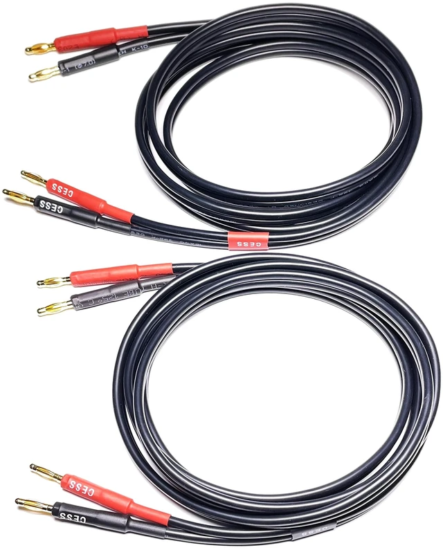 Main image of Banana Plug Speaker Cable, 12AWG, 2-Pack (3 Feet) Soft tinned-copper wiring for dependable speaker connections
