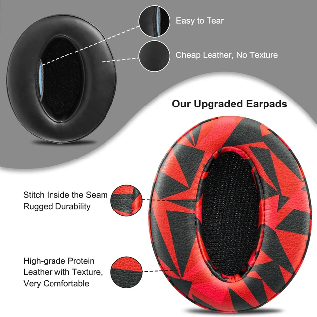 Alt view image 5 of 5 - Earpads Replacement for Sennheiser HD 4.50BT/HD 4.50BTNC/HD4.50SE/HD4.40BT/HD4.30G/HD4.20S/HD458BT/HD 450/HD450BT/HD400S/HD350BT/Adapt 360(MB 360 UC)/Adapt 361 - Red Storm