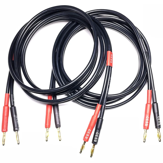 Alt view image 4 of 5 - Banana Plug Speaker Cable, 12AWG, 2-Pack (3 Feet) Soft tinned-copper wiring for dependable speaker connections