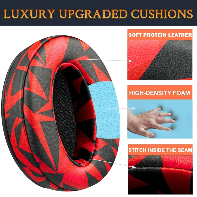 Alt view image 3 of 5 - Earpads Replacement for Sennheiser HD 4.50BT/HD 4.50BTNC/HD4.50SE/HD4.40BT/HD4.30G/HD4.20S/HD458BT/HD 450/HD450BT/HD400S/HD350BT/Adapt 360(MB 360 UC)/Adapt 361 - Red Storm