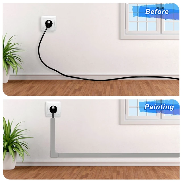 Alt view image 6 of 6 - 392.5in Wire Hiders TV Cord Cover Kit, Wall Mounted, Grey
