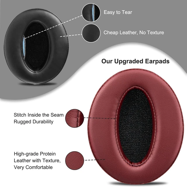 Alt view image 5 of 5 - Earpads Replacement for Sennheiser HD 4.50BT/HD 4.50BTNC/HD4.50SE/HD4.40BT/HD4.30G/HD4.20S/HD458BT/HD 450/HD450BT/HD400S/HD350BT/Adapt 360(MB 360 UC)/Adapt 361 - Burgundy