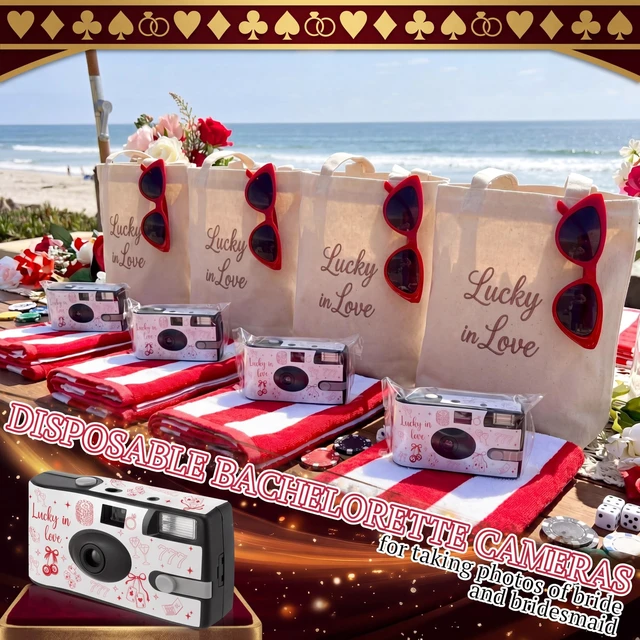 Alt view image 5 of 7 - 4 Pack Disposable Cameras, Bachelorette Vegas 35mm Single Use Film, Built-in Flash, Bachelorette Party Favors, Disposable Cameras for Wedding, Bridal Shower Gifts