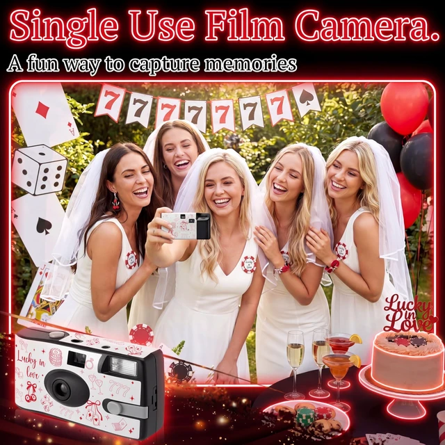 Alt view image 6 of 7 - 4 Pack Disposable Cameras, Bachelorette Vegas 35mm Single Use Film, Built-in Flash, Bachelorette Party Favors, Disposable Cameras for Wedding, Bridal Shower Gifts