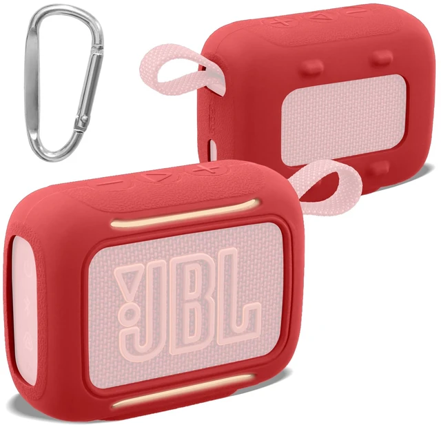 Main image of for JBL Go 5 Waterproof Bluetooth Speaker Silicone Cover, Red Snug Fit, Portable Carabiner Clip, Shock Absorption, Drop Protection, Travel Lightweight Design, Protective Skin Case
