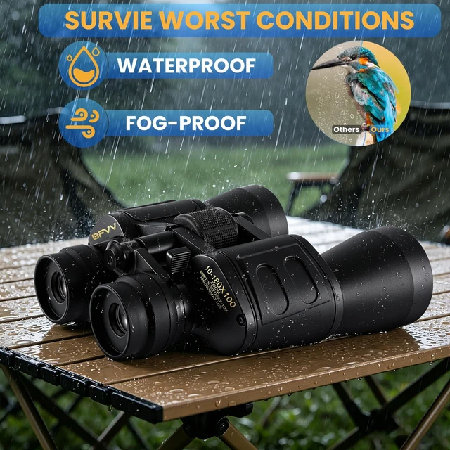 Alt view image 7 of 7 - 10-180x100 Zoom Binoculars for Adults, Day/Low Light Night Vision High Powered Binoculars with BAK4 & FMC Lens, Waterproof Fogproof for Hunting Birdwatching Travel Sport Concert Gift for Men