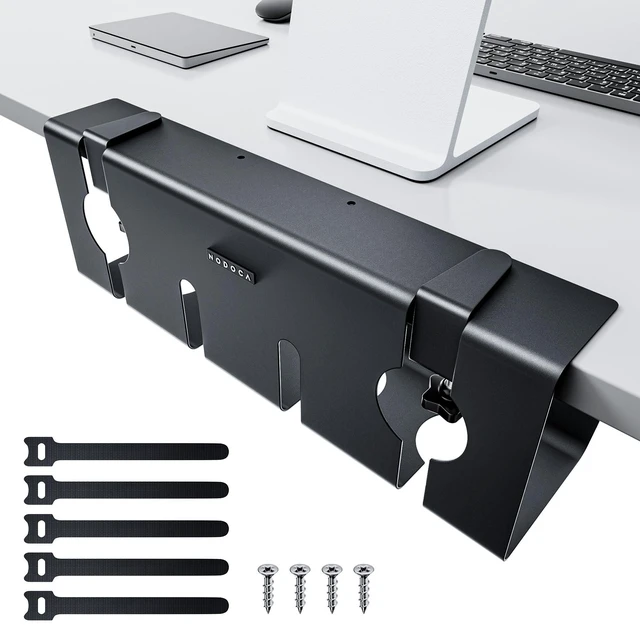 Main image of No Drill Under Desk Cable Management Tray, 17'' Wire Management, Punch-Free Clamp on, Metal Cable Tray, Wire Organizer Under Desk, Under Desk Basket for Office and Home, Black