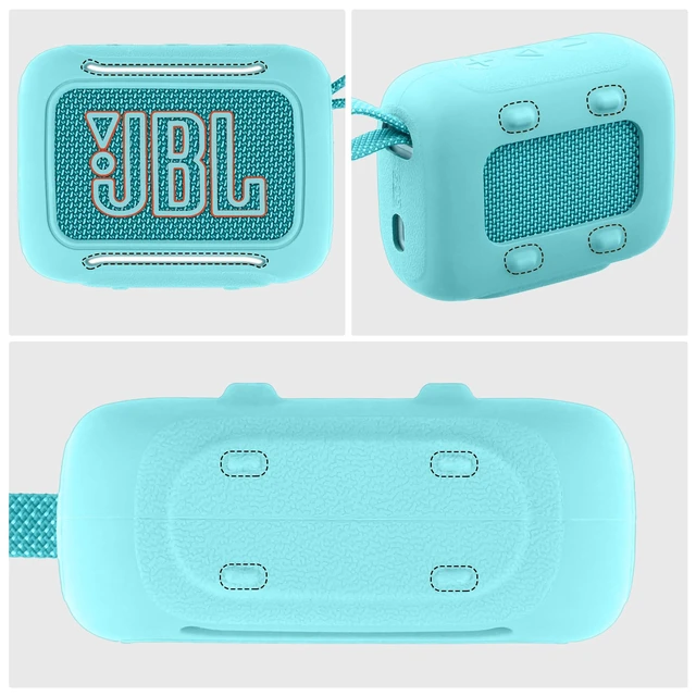 Alt view image 4 of 7 - for JBL Go 5 Waterproof Bluetooth Speaker Silicone Cover, Mint Green Snug Fit, Portable Carabiner Clip, Shock Absorption, Drop Protection, Travel Lightweight Design, Protective Skin Case