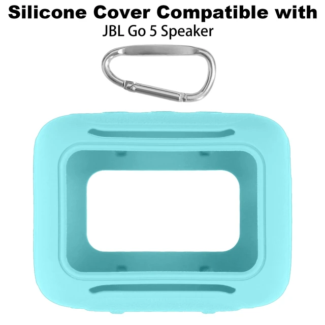 Alt view image 2 of 7 - for JBL Go 5 Waterproof Bluetooth Speaker Silicone Cover, Mint Green Snug Fit, Portable Carabiner Clip, Shock Absorption, Drop Protection, Travel Lightweight Design, Protective Skin Case