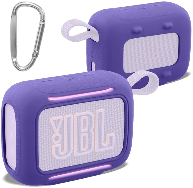 Main image of for JBL Go 5 Waterproof Bluetooth Speaker Silicone Cover, Purple Snug Fit, Portable Carabiner Clip, Shock Absorption, Drop Protection, Travel Lightweight Design, Protective Skin Case