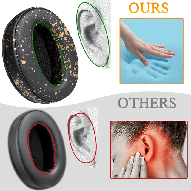 Alt view image 4 of 5 - Earpads Replacement for Sennheiser HD 4.50BT/HD 4.50BTNC/HD4.50SE/HD4.40BT/HD4.30G/HD4.20S/HD458BT/HD 450/HD450BT/HD400S/HD350BT/Adapt 360(MB 360 UC)/Adapt 361 - Black Gold