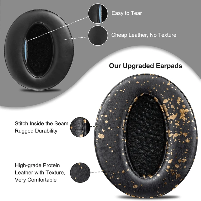 Alt view image 5 of 5 - Earpads Replacement for Sennheiser HD 4.50BT/HD 4.50BTNC/HD4.50SE/HD4.40BT/HD4.30G/HD4.20S/HD458BT/HD 450/HD450BT/HD400S/HD350BT/Adapt 360(MB 360 UC)/Adapt 361 - Black Gold