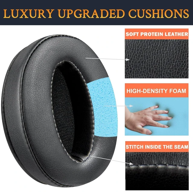 Alt view image 5 of 7 - Earpads for Sennheiser HD450BT/HD4.50 - Black for HD4.50BT/HD4.50SE/HD4.40BT/HD4.30G/HD4.20S/HD458BT/HD450BT/HD400S/HD350BT/Adapt 360(MB 360 UC)/Adapt 361