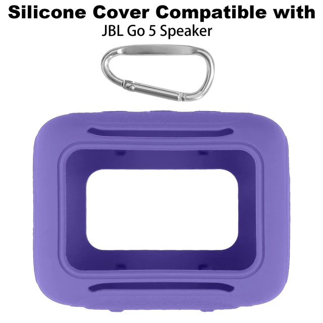 Alt view image 2 of 7 - for JBL Go 5 Waterproof Bluetooth Speaker Silicone Cover, Purple Snug Fit, Portable Carabiner Clip, Shock Absorption, Drop Protection, Travel Lightweight Design, Protective Skin Case