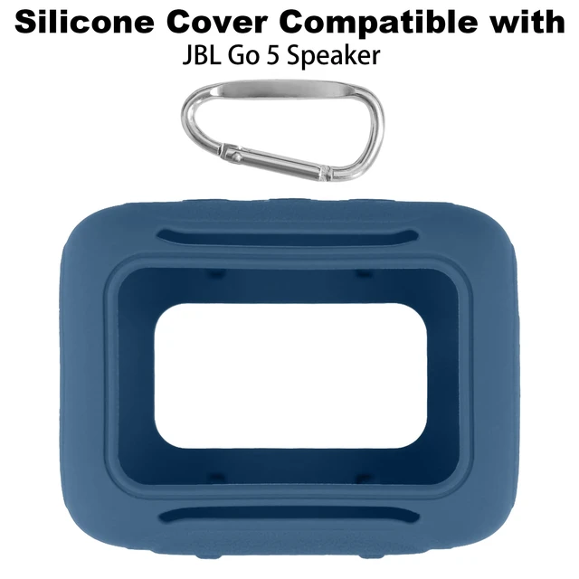 Alt view image 2 of 7 - for JBL Go 5 Waterproof Bluetooth Speaker Silicone Cover, Blue Snug Fit, Portable Carabiner Clip, Shock Absorption, Drop Protection, Travel Lightweight Design, Protective Skin Case