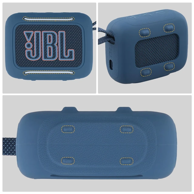 Alt view image 4 of 7 - for JBL Go 5 Waterproof Bluetooth Speaker Silicone Cover, Blue Snug Fit, Portable Carabiner Clip, Shock Absorption, Drop Protection, Travel Lightweight Design, Protective Skin Case