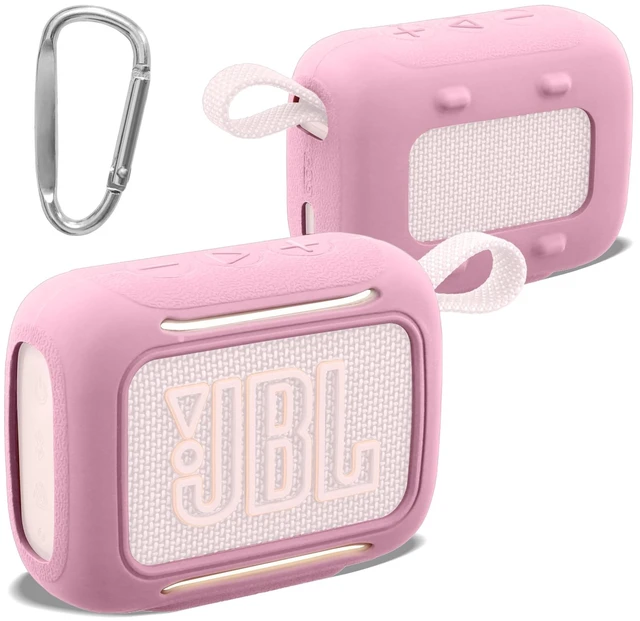 Main image of for JBL Go 5 Waterproof Bluetooth Speaker Silicone Cover, Pink Snug Fit, Portable Carabiner Clip, Shock Absorption, Drop Protection, Travel Lightweight Design, Protective Skin Case