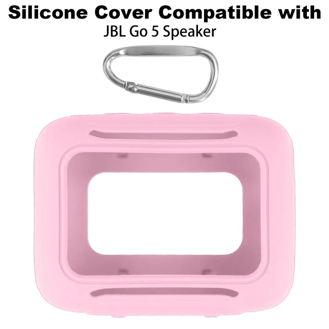 Alt view image 2 of 7 - for JBL Go 5 Waterproof Bluetooth Speaker Silicone Cover, Pink Snug Fit, Portable Carabiner Clip, Shock Absorption, Drop Protection, Travel Lightweight Design, Protective Skin Case