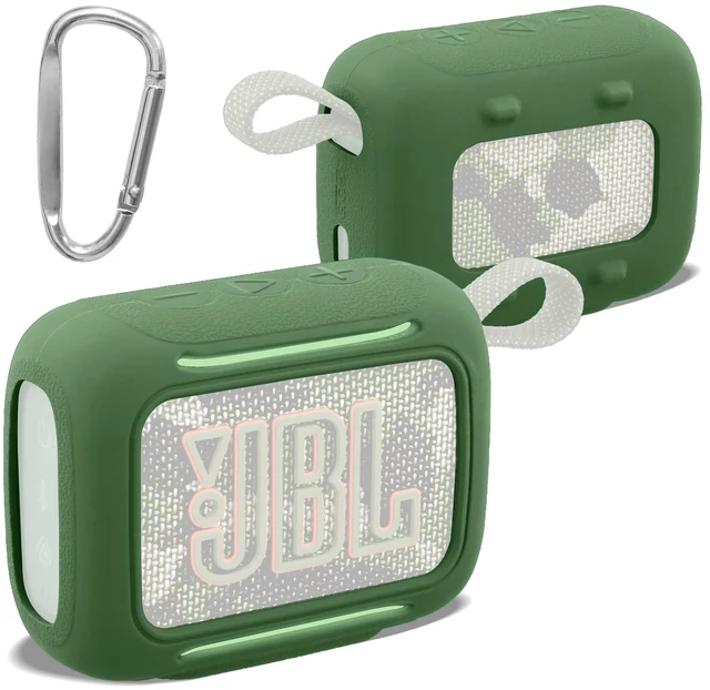 Main image of for JBL Go 5 Waterproof Bluetooth Speaker Silicone Cover, Army Green Snug Fit, Portable Carabiner Clip, Shock Absorption, Drop Protection, Travel Lightweight Design, Protective Skin Case