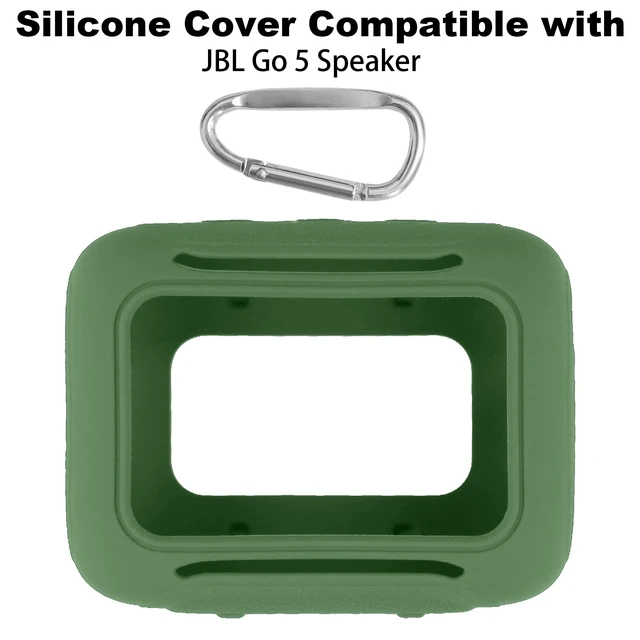 Alt view image 2 of 7 - for JBL Go 5 Waterproof Bluetooth Speaker Silicone Cover, Army Green Snug Fit, Portable Carabiner Clip, Shock Absorption, Drop Protection, Travel Lightweight Design, Protective Skin Case