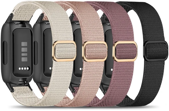 Main image of 4 Pack Elastic Nylon Compatible with Fitbit Inspire 3 Band/Fitbit Inspire 2 Band, Adjustable Soft Stretchy Sport Strap Replacement Wristband for Inspire 3/2 Women Men