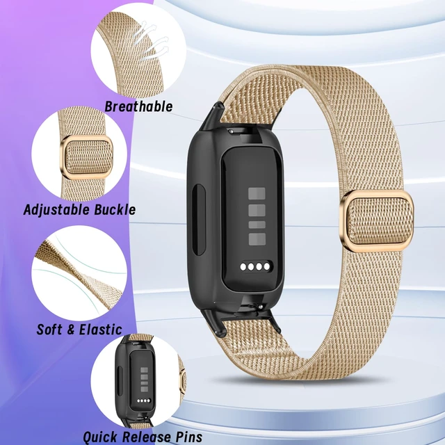 Alt view image 2 of 7 - 4 Pack Elastic Nylon Compatible with Fitbit Inspire 3 Band/Fitbit Inspire 2 Band, Adjustable Soft Stretchy Sport Strap Replacement Wristband for Inspire 3/2 Women Men