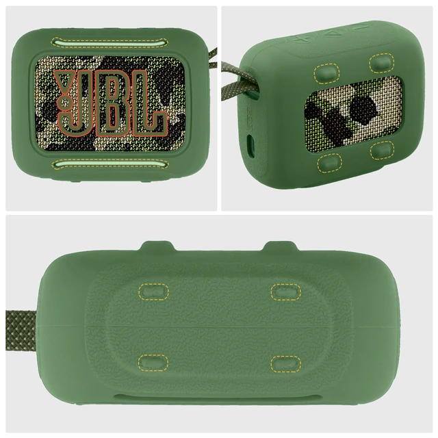 Alt view image 4 of 7 - for JBL Go 5 Waterproof Bluetooth Speaker Silicone Cover, Army Green Snug Fit, Portable Carabiner Clip, Shock Absorption, Drop Protection, Travel Lightweight Design, Protective Skin Case