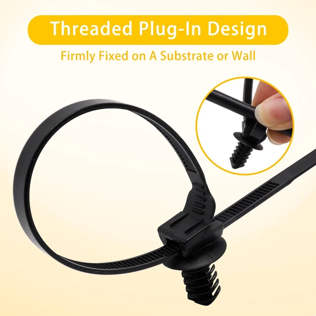 Alt view image 4 of 7 - 100 PCS Push Mount Zip Ties, 8.3 Inch Nylon Car Mount Wire Ties Snap in Cable Zip Ties, Black Push Mount Cable Ties Automotive Zip Ties Wire Harness Clips for Wire Tying (8.3" L x 0.2" W)