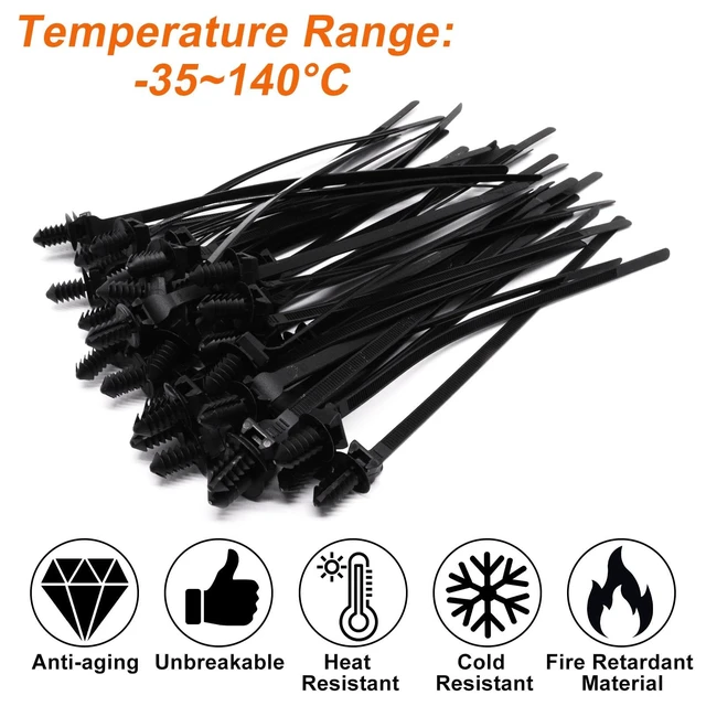 Alt view image 5 of 7 - 100 PCS Push Mount Zip Ties, 8.3 Inch Nylon Car Mount Wire Ties Snap in Cable Zip Ties, Black Push Mount Cable Ties Automotive Zip Ties Wire Harness Clips for Wire Tying (8.3" L x 0.2" W)