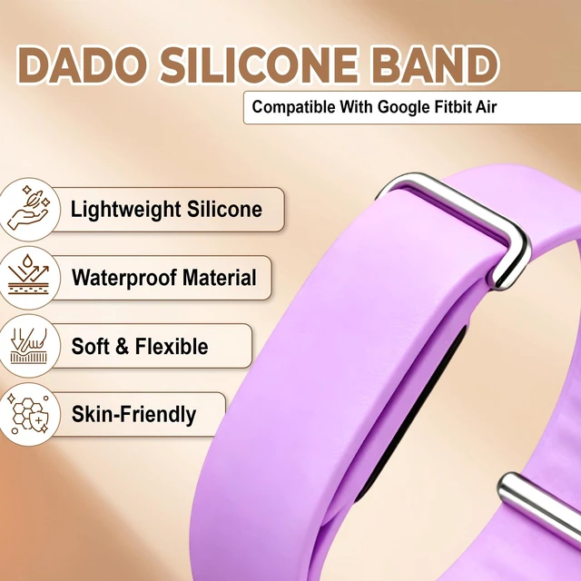 Alt view image 2 of 7 - Soft Silicone Band Compatible with Google Fitbit Air, Adjustable Rubber Sport Replacement Wristband, Comfortable Watch Strap for Men Women