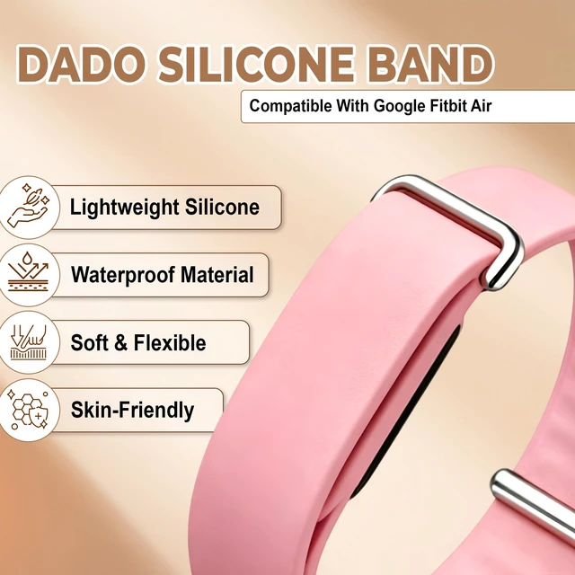 Alt view image 2 of 7 - Soft Silicone Band Compatible with Google Fitbit Air, Adjustable Rubber Sport Replacement Wristband, Comfortable Watch Strap for Men Women