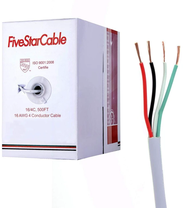 Main image of 16-4 500 Ft 16/4 CMR Rated Solid Bare Copper 4 Conductors Audio Speaker Lightning Installation High-Power Home Wiring Cable Wire White